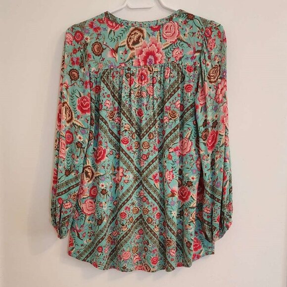 Spell & the Gypsy Collective Babushka Turquoise Blouse Shorts Set XS b179 - Picture 12 of 16